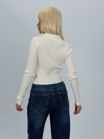 Pulover scurt cu model torsade și fermoar - imagine 4
