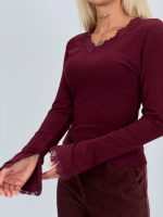 Bluză termică cu decolteu în V și dantelă - imagine 27