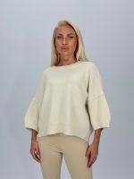 Pulover din lână oversized cu mânecă scurtă - imagine 4