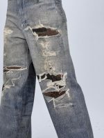 Jeans | Blug wide leg imprimat rupturi - imagine 5