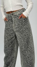 Jeans | Blug wide leg imprimat - imagine 5