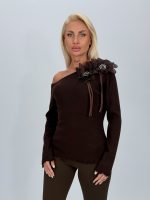 Pulover din tricot accesorizat cu flori și ștrasuri - imagine 10
