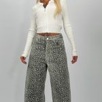 Jeans | Blug wide leg imprimat