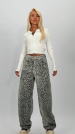 Jeans | Blug wide leg imprimat