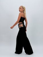 Jeans | Blug wide leg decupat accesorizat cu ștrasuri - imagine 4