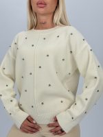 Pulover din tricot cu ștrasuri aplicate - imagine 3