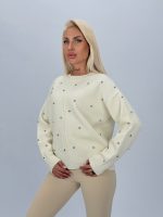 Pulover din tricot cu ștrasuri aplicate - imagine 2