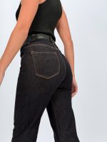 Jeans loose fit negru cu curea - imagine 2
