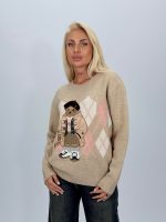 Pulover din tricot cu model brodat