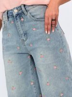 Jeans | Blug 3/4 cu broderie florală - imagine 5