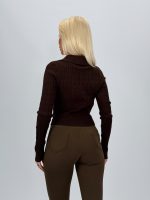 Pulover scurt cu model torsade și fermoar - imagine 11