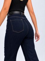 Jeans Blug loose fit indigo cu curea - imagine 3