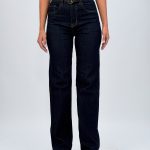 Jeans loose fit indigo cu curea
