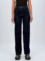 Jeans loose fit indigo cu curea