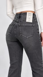 Jeans | Blug evazat gri cu push-up - imagine 3