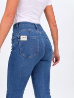 Jeans albastru slim pentru femei, vedere laterală