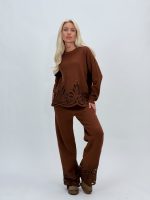 Set pulover și pantalon din tricot cu broderie - imagine 10
