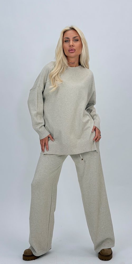 Set pantalon și bluză din tricot pentru femei, vedere frontală