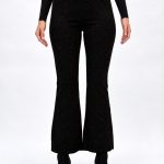 Pantalon colant evazat cu ștrasuri