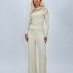 Pantalon din tricot cu lurex pentru femei, vedere frontală