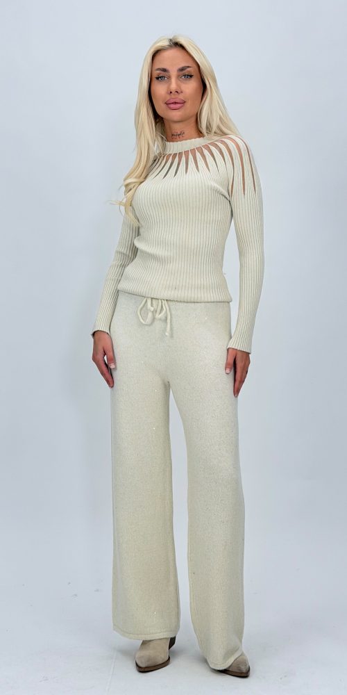 Pantalon din tricot cu lurex pentru femei, vedere frontală