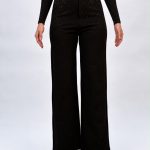 Pantalon colant drept cu ștrasuri negru CATO, croială elegantă