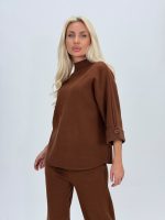 Set pantalon și pulover cu mânecă 3/4 din tricot - imagine 10