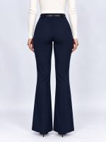 Pantalon evazat din jerse cu curea - imagine 2