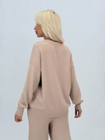 Set pulover și pantalon din tricot cu paiete, culoare antracit