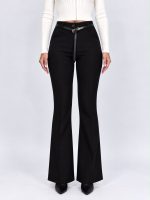 Pantalon evazat din jerse cu curea - imagine 7