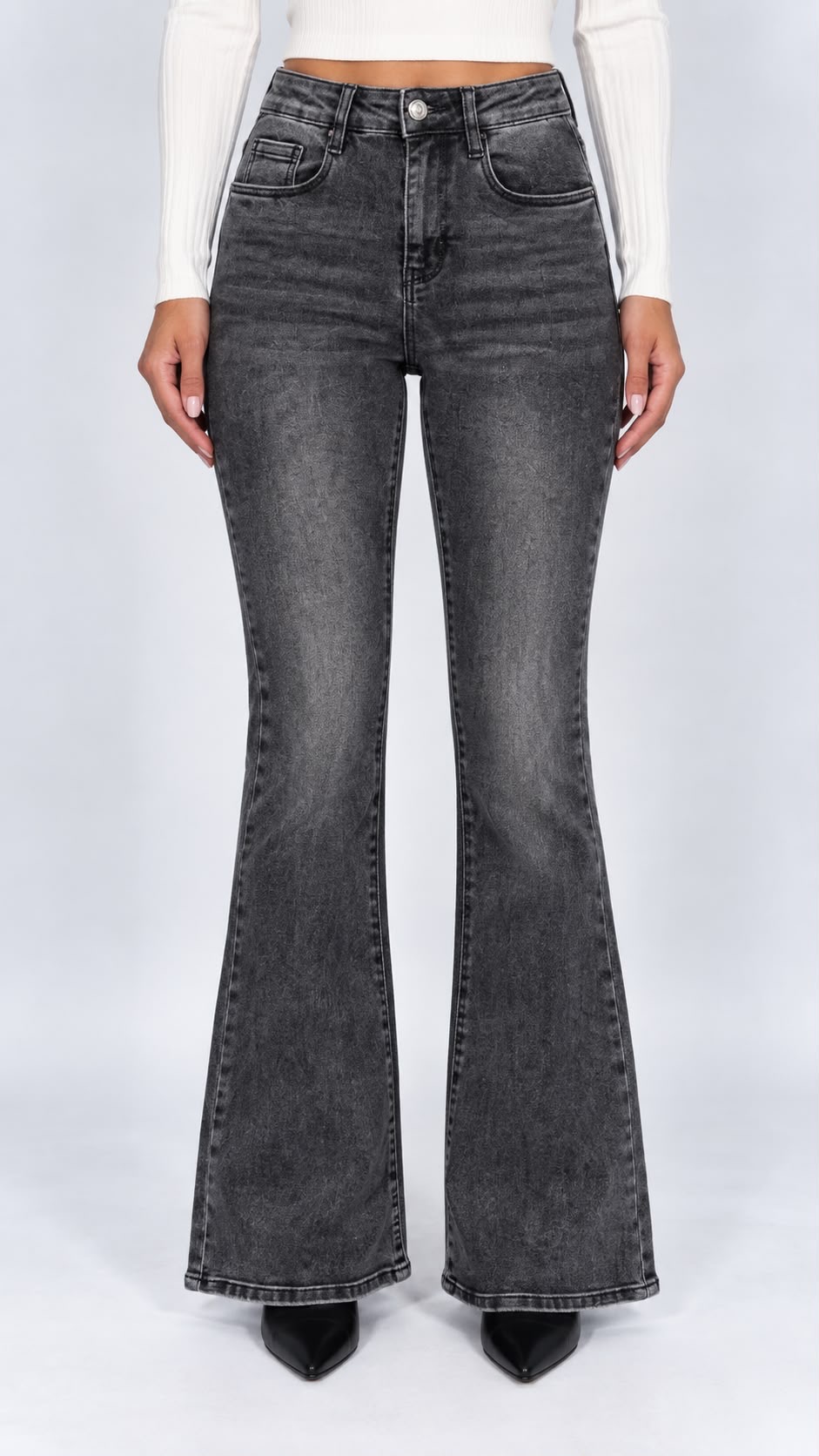 3ee01ac7-e13f-4679-80d5-545ee723486d Jeans | Blug evazat gri cu push-up - imagine 1