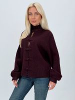 Pulover cardigan cu legături, croială relaxată