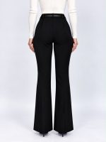 Pantalon evazat din jerse cu curea - imagine 8
