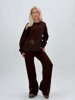 Set pulover și pantalon din tricot cu broderie - imagine 30