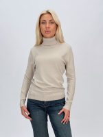 Pulover helancă culoare kaki cu finisaj strălucitor