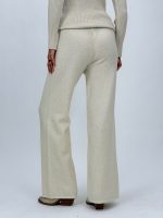 Pantalon din tricot negru cu lurex, detaliu talie