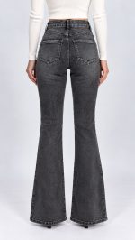 Jeans | Blug evazat gri cu push-up - imagine 2