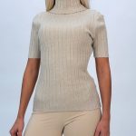 Pulover helancă din jerse rigat