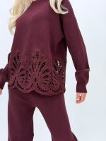 Set pulover și pantalon din tricot cu broderie - imagine 18