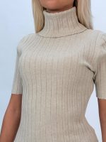Pulover helancă din jerse rigat - imagine 2