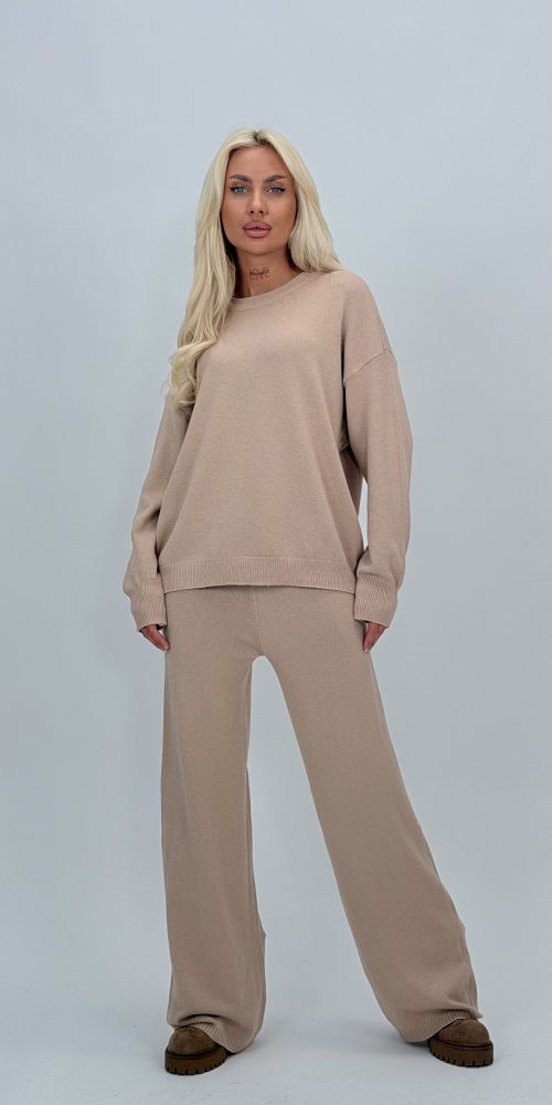 Set pulover și pantalon din tricot cu paiete, vedere frontală