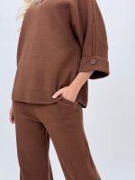 Set pantalon și pulover cu mânecă 3/4 din tricot - imagine 12