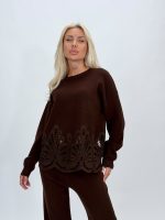 Set pulover și pantalon din tricot cu broderie - imagine 31