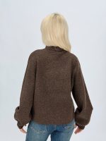 Pulover cardigan prună, nuanță statement