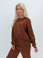 Set pulover și pantalon din tricot cu broderie - imagine 12