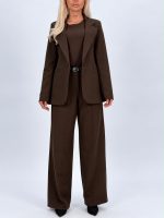 Pantalon office wide leg, vedere laterală