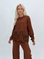 Set pulover și pantalon din tricot cu broderie - imagine 11