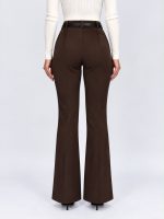 Pantalon evazat din jerse cu curea - imagine 6