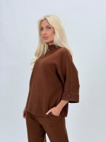 Set pantalon și pulover cu mânecă 3/4 din tricot - imagine 11