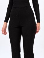 Pantalon colant evazat cu ștrasuri - imagine 3